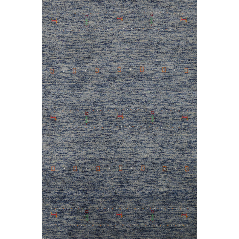 Striped Blue Gabbeh Oriental Rug 4x6
