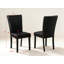 Chaise d'appoint rembourrée capitonnée 2 pièces avec garniture cloutée et similicuir noir