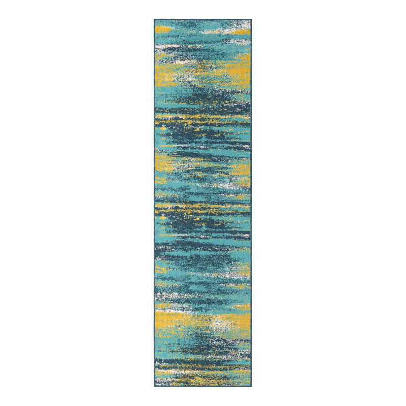 Abstract Indoor / Outdoor Rug, Runner 2'7" x 10'