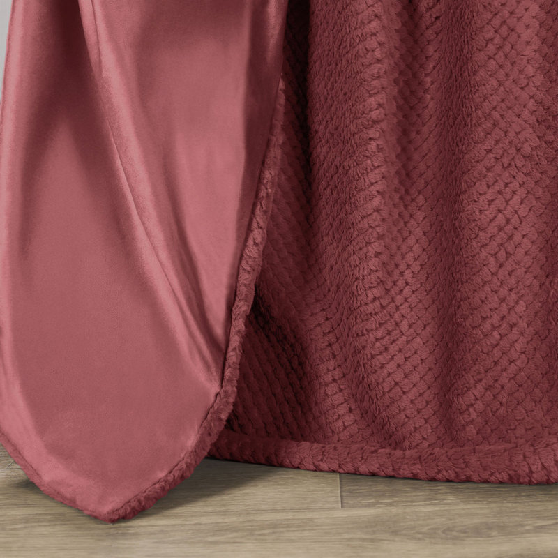 Couverture douce en molleton Victoria - texture vison et double couche, Vieux rose, Lit simple
