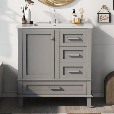 Meuble-lavabo simple 30 po avec comptoir en céramique Fidellia