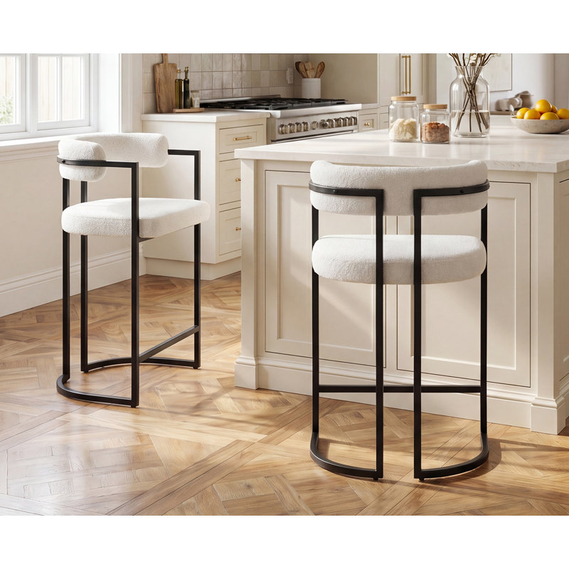 Beatryce Bar Stools Upholstered Counter Stool with Metal Frame Modern Bar Chairs for Kitchen Dining Room , Beige
