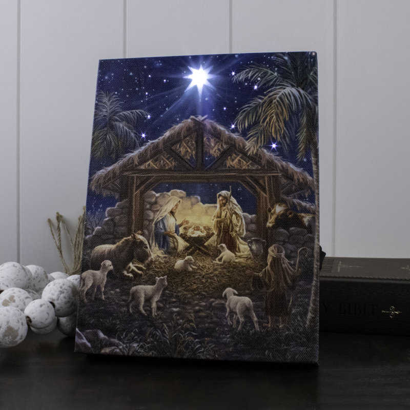 Oh Night Divine 8X6 Lighted Tabletop Canvas
