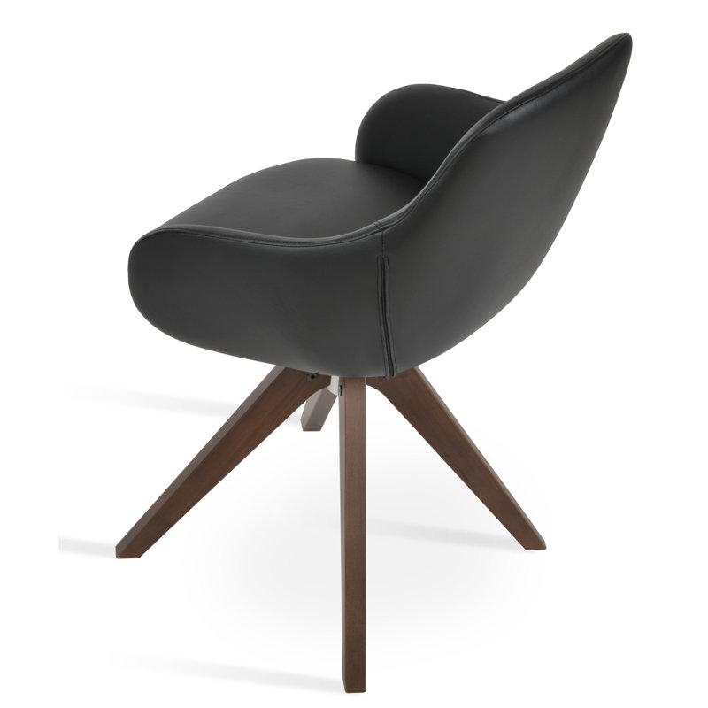Chaise avec accoudoirs en bois Gazel Pyramid, Similicuir noir