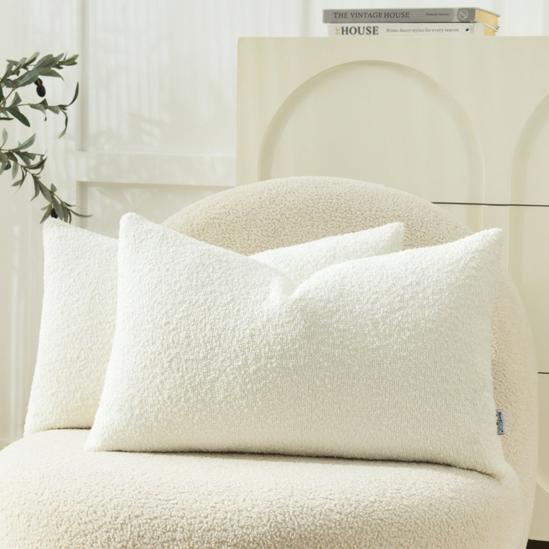 Housses de coussin texturées, Blanc, Rectangle 12"H x 20"W