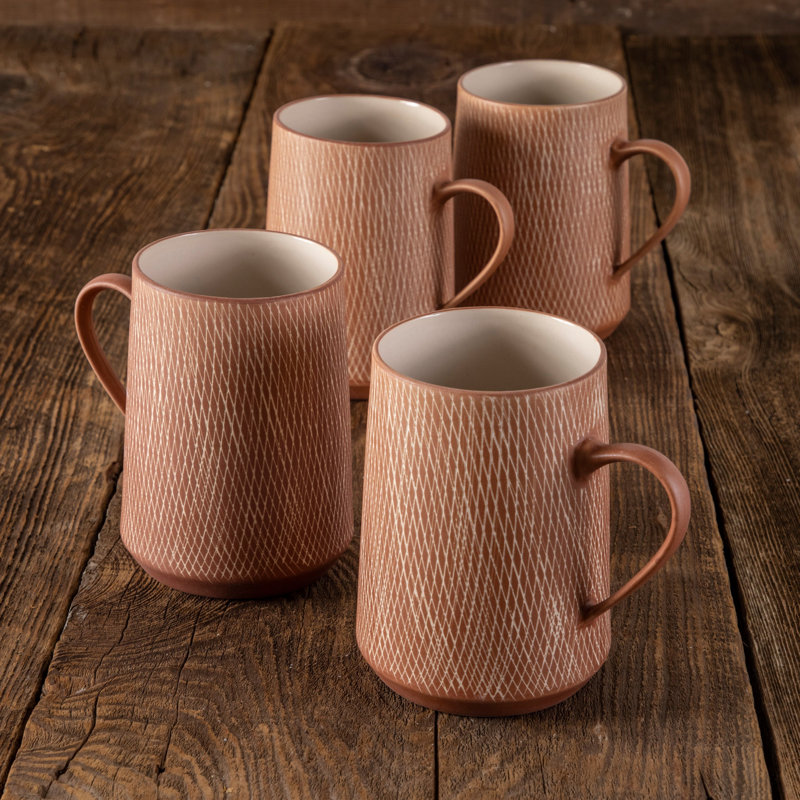 Ensemble de 4 tasses rouille hachurée