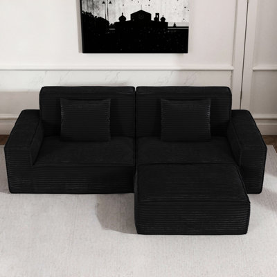 Large Striped, 106.3 Inch, , Compression, 3 Seats, Modern Style, Black, Soft Cushion Back, Guest Room - Seat, Compression Modern, Seat Plushness, Adults, Bedroom