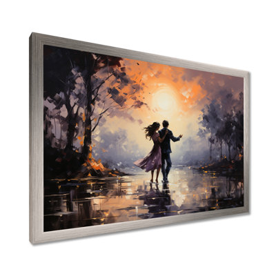 Romantic Couple Landscape Dancing In Park II - Romantic Landscape Wall Art