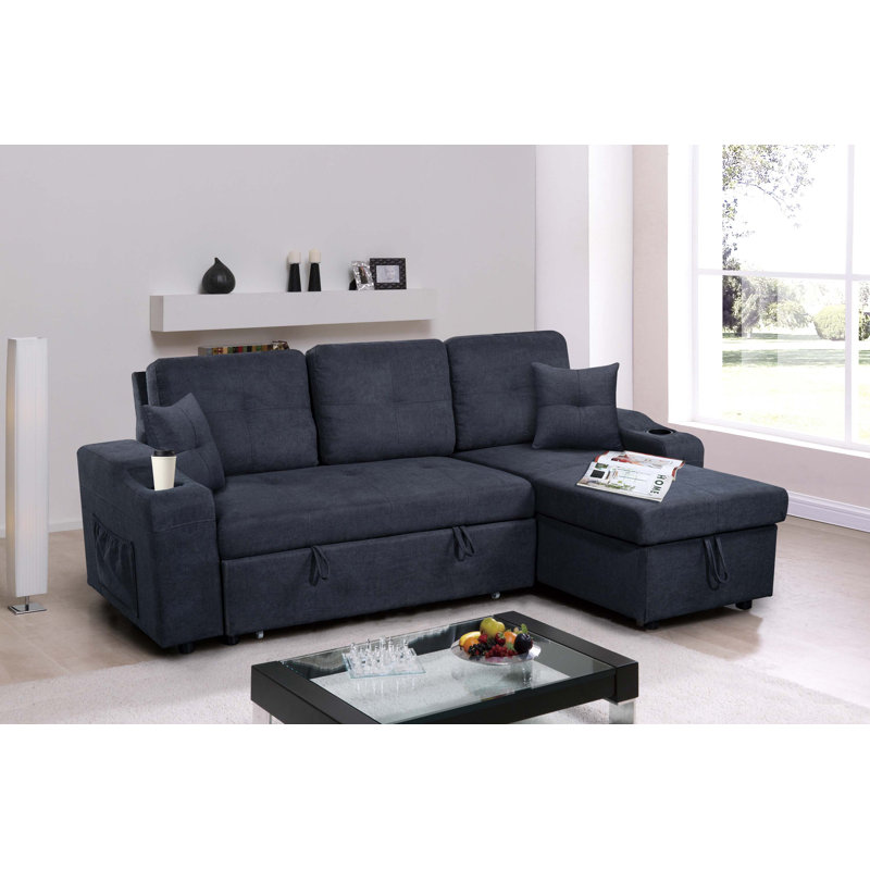 Clowser Upholstered L-Shaped Sectional Right Hand Facing, Black