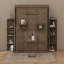 Grand lit escamotable rotatif avec armoire murale cachée, tablettes latérales à 3 niveaux, bureau convertible et supports de rangement supplémentaires-796416821