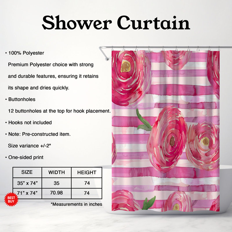 Rideau de douche standard 1 pièce Persian Buttercup, H 74 po x l 71 po