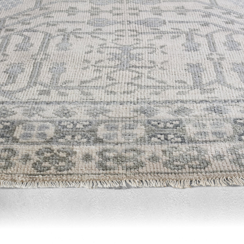 Hand Knotted Wool Oriental Area Rug in Gray, Rectangle 10' x 14'