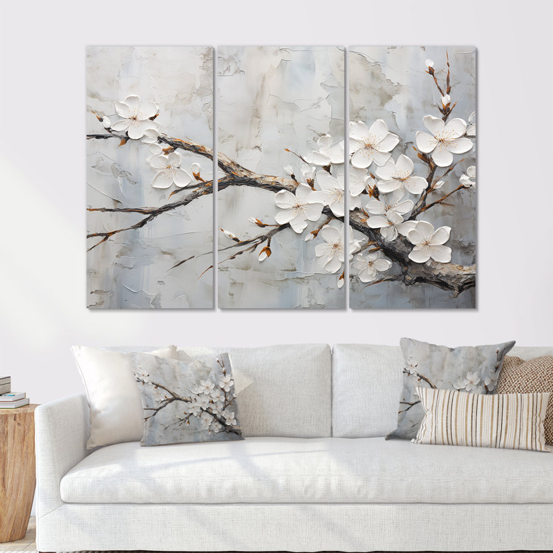 Ensemble de décorations murales Morven - Cherry Blossom, Toile tendue, H 40 po x l 60 po