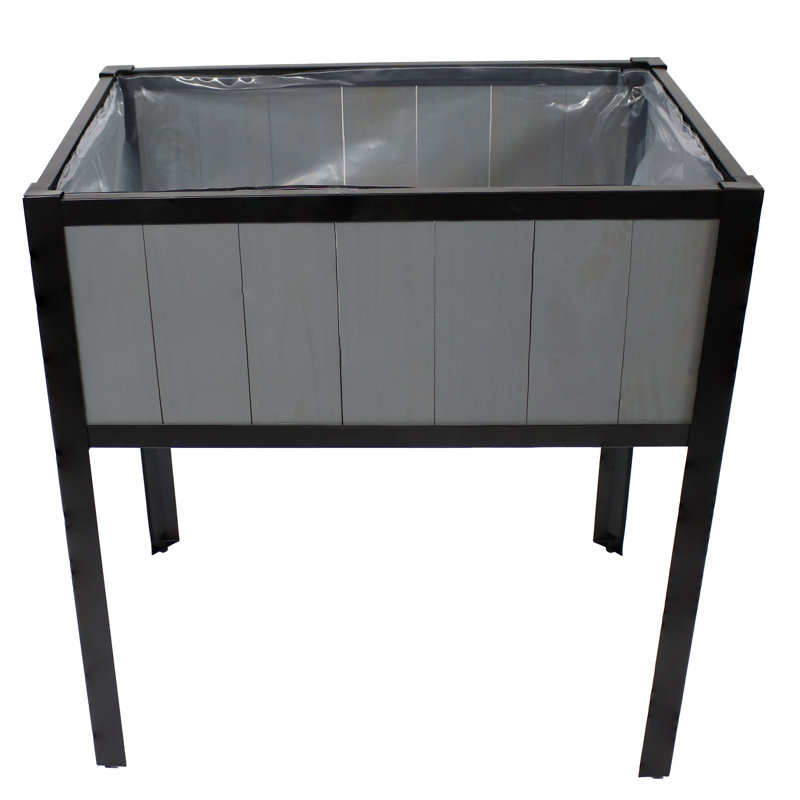 Lit de jardin surélevé rectangulaire en bois d'acacia avec pieds Roxani - gris, H 8,75 po x l 24,00 po x P 8,25 po, Gris