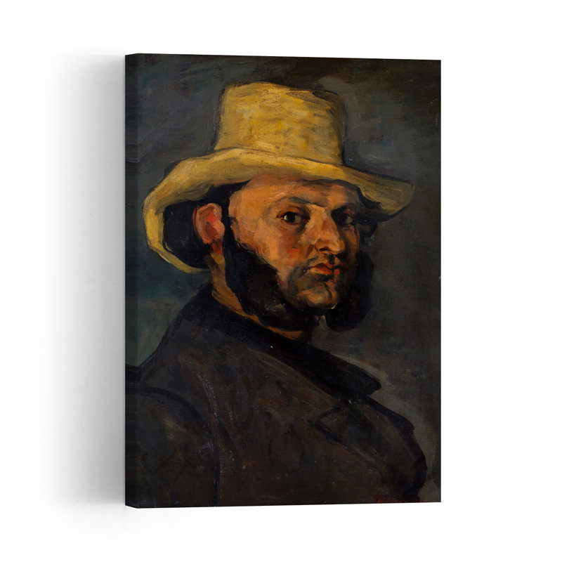 Gustave Boyer In A Straw Hat, 1870-71 Impressionist Abstract Contemporary Portrait Wall Art Print by Paul Cezanne - Wrapped Canvas Print