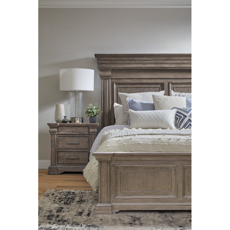 Jahanna Solid Wood Panel Bed, California King, Brown