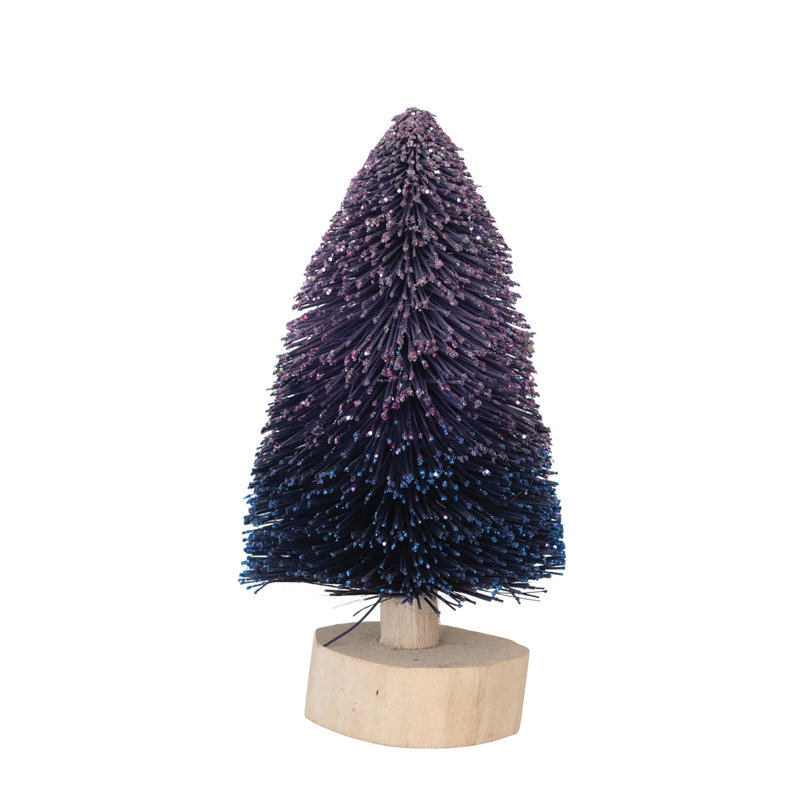 Arbre à bouteilles en forme de brosse avec base en bois