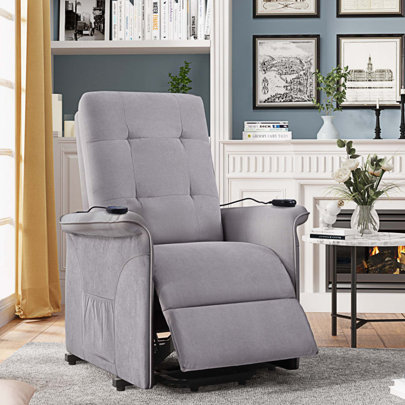 Fauteuil de massage inclinable électrique, Polyester gris clair