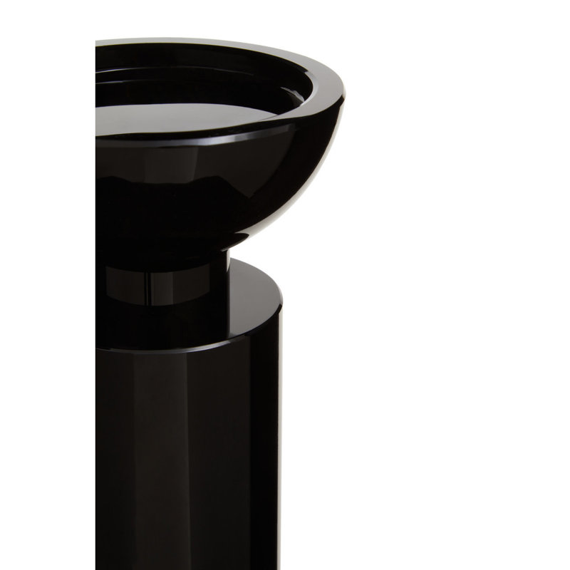 Glass Tabletop Tealight Holder, 29cm H x 10cm W x 10cm D, Black