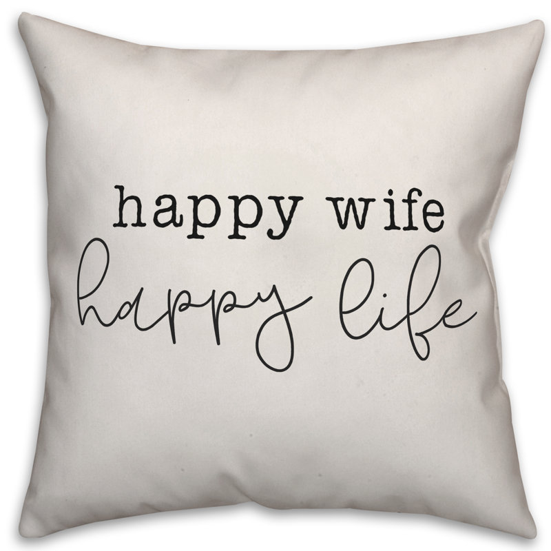 Coussin joyeux femme happy life, 16 po x 1 po, Pas de bourre
