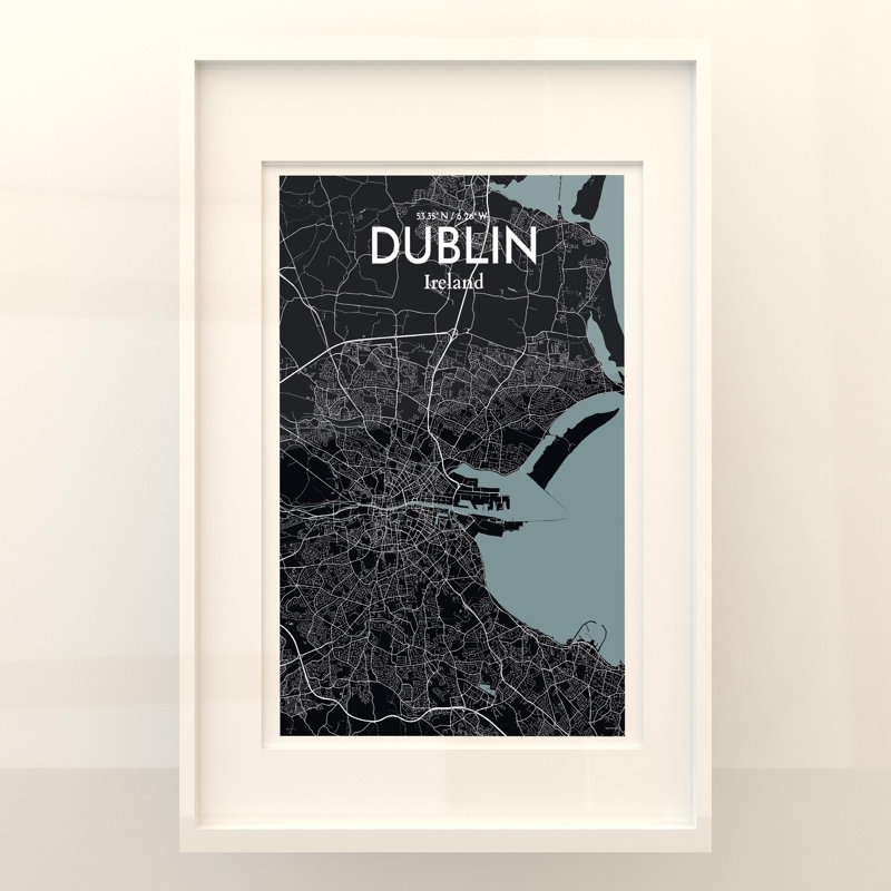 Dublin City Map In Midnight - No Frame Print, 36cm H x 24cm W x 0.05cm D