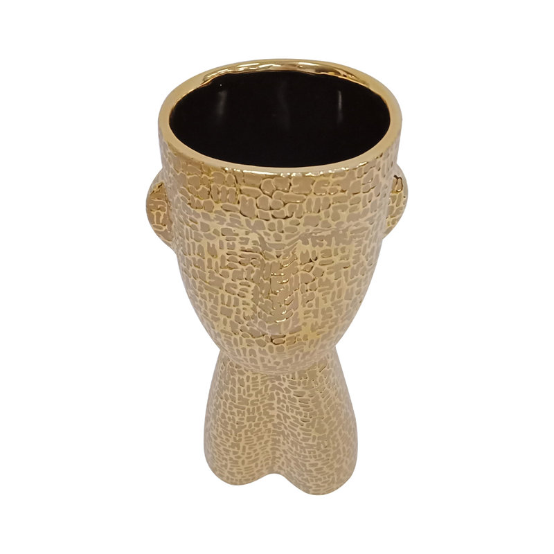 Brijet Ceramic Table Vase, Gold, 32.5cm H x 14cm W x 12cm D