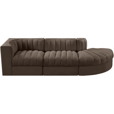 Demars Velvet Performance Fabric Upholstered 3Pc. Modular Sectional