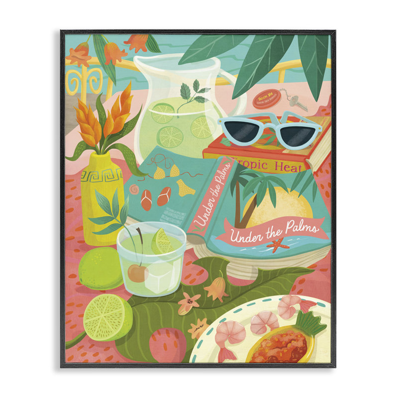  «Tropical Drinks on Beach», estampe numérique encadrée par Laura Watson, H 20 po x l 16 po, Giclée encadrée noir minuit