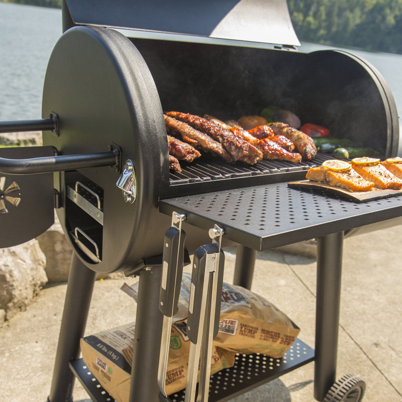 Broil King Regal Charcoal Offset 500 Charcoal Grill and Offset Smoker in Black