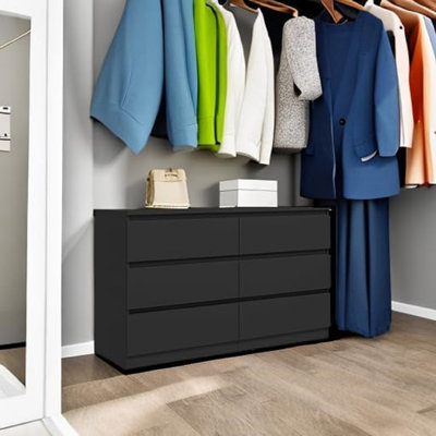Modern 6-Drawer Double Dresser Spacious Storage Chest For Closet Bedroom Living Room