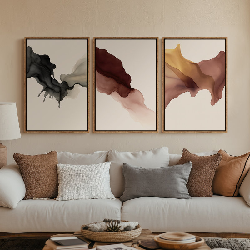 Framed Canvas Wall Art - Vintage Abstract Wall Prints for Bedroom, Natural, 24" H x 16" W