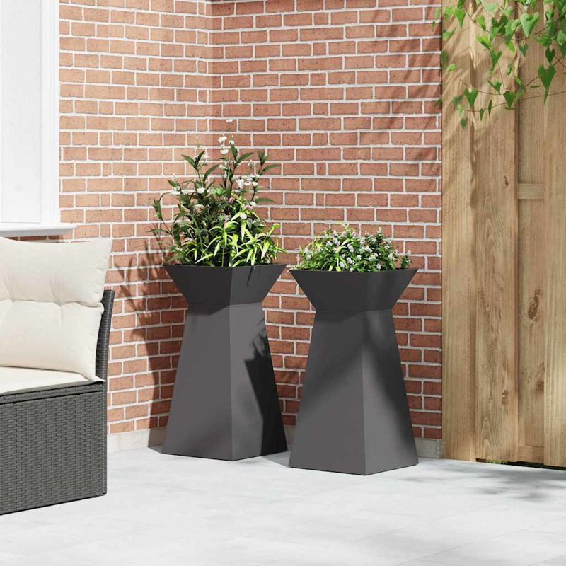 Pillar Planter Garden Outdoor Decor Modern Display Stand Terrace Holder, Black, 73cmH x 35cmW x 35cmD