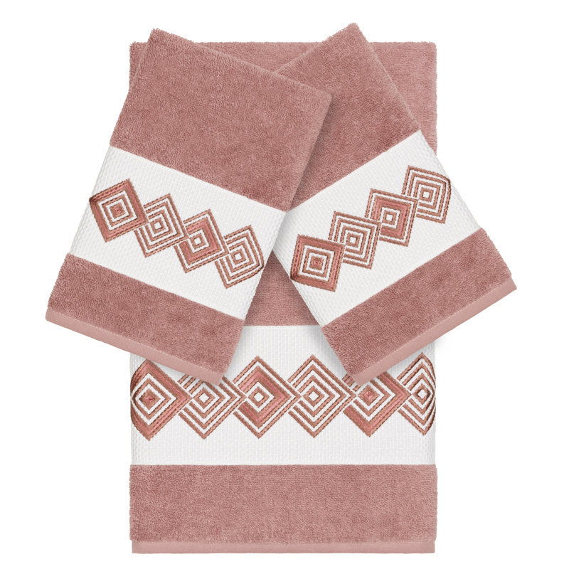 Noah 3 Piece Turkish Cotton Towel Set, Tea Rose