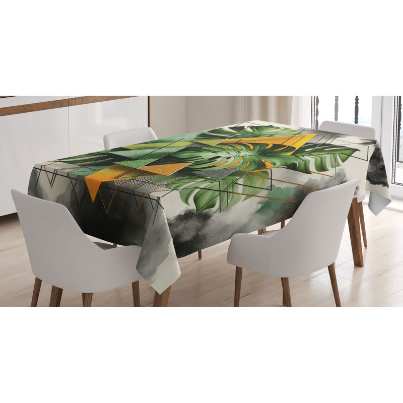 Caelen Rectangle Geometric Microfiber Tablecloth, 84" Rectangle
