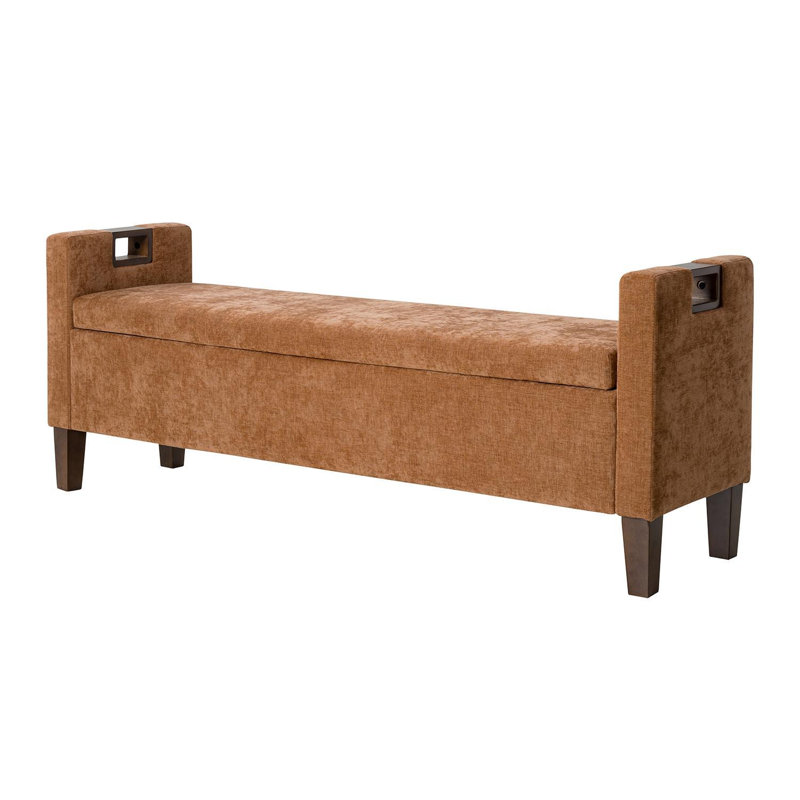 Dezaria 61'' W Solid Wood Storage Bench, Ivory