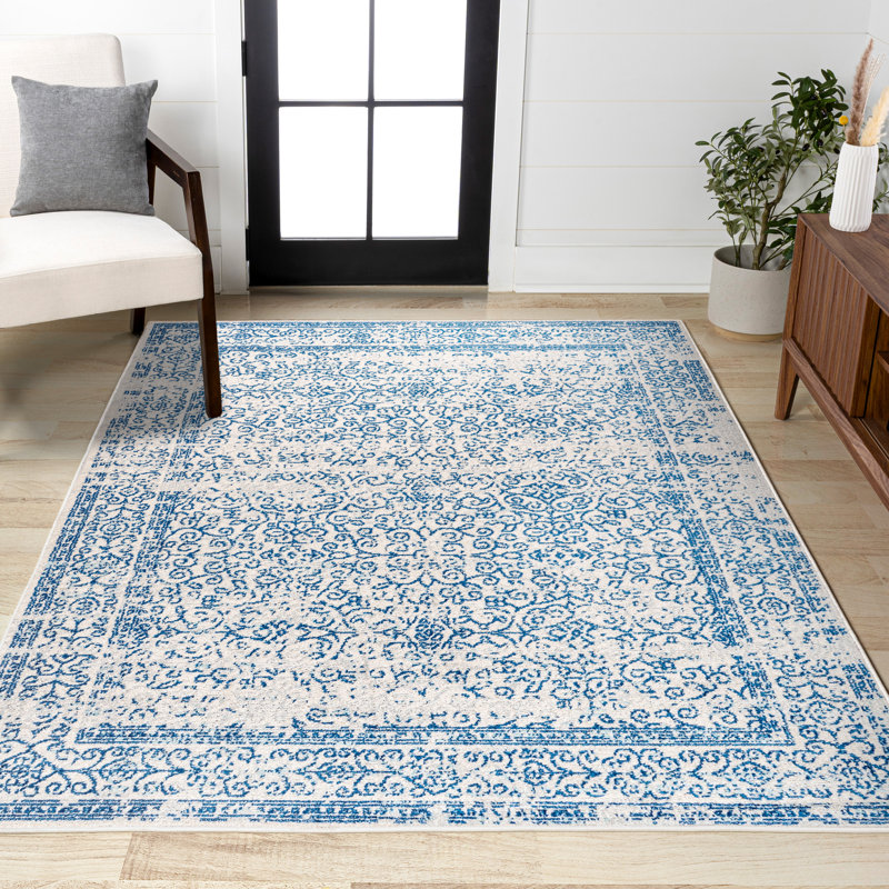 Tapis crème / bleu Misha Filigree, Rectangle 4pi x 6 pi
