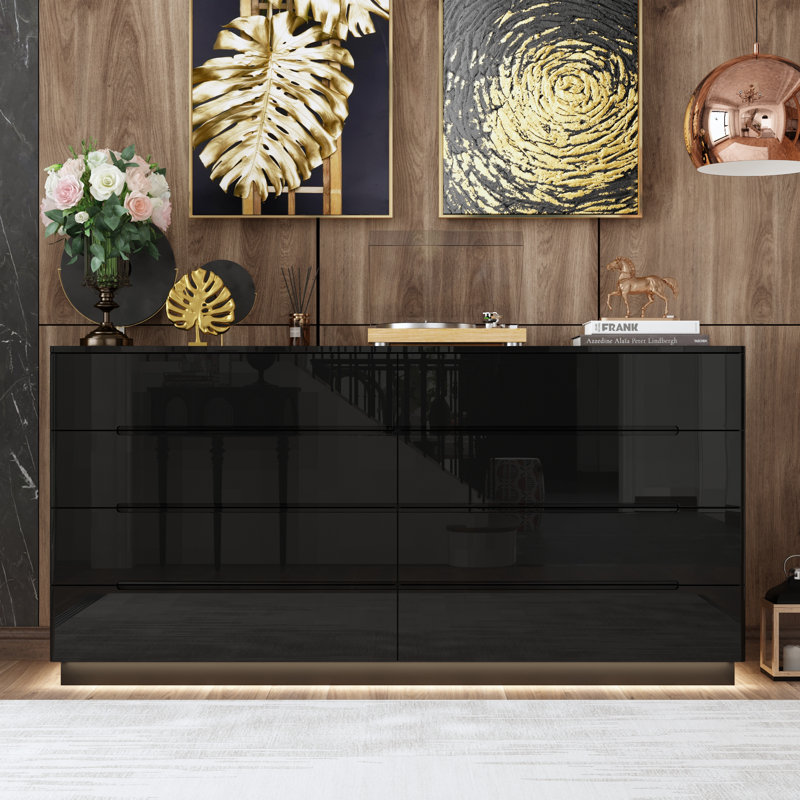 Brohdy 63'' W 8 - Drawer Dresser, Black