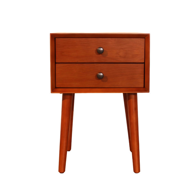 Nightstand with 2-Drawers, Small Side End Table with Storage, Red