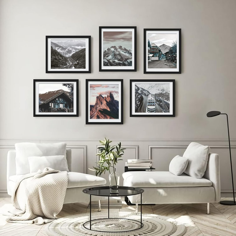 Ensemble de 6 cadres photo noirs 12 x 16 avec plexiglas