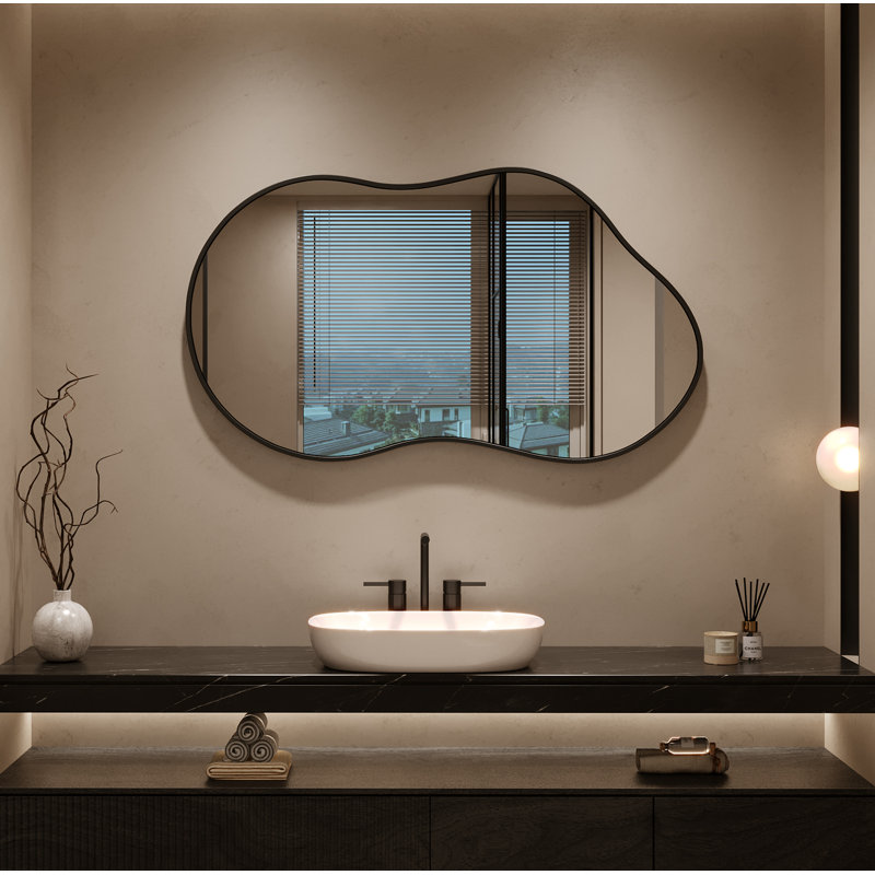 Miroir mural irrégulier de forme unique, miroirs asymétriques, miroir en nuage, miroir ondulé, miroir mural Morden