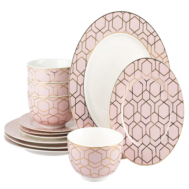Carielle Piece Porcelain China Dinnerware Set - Service for 4