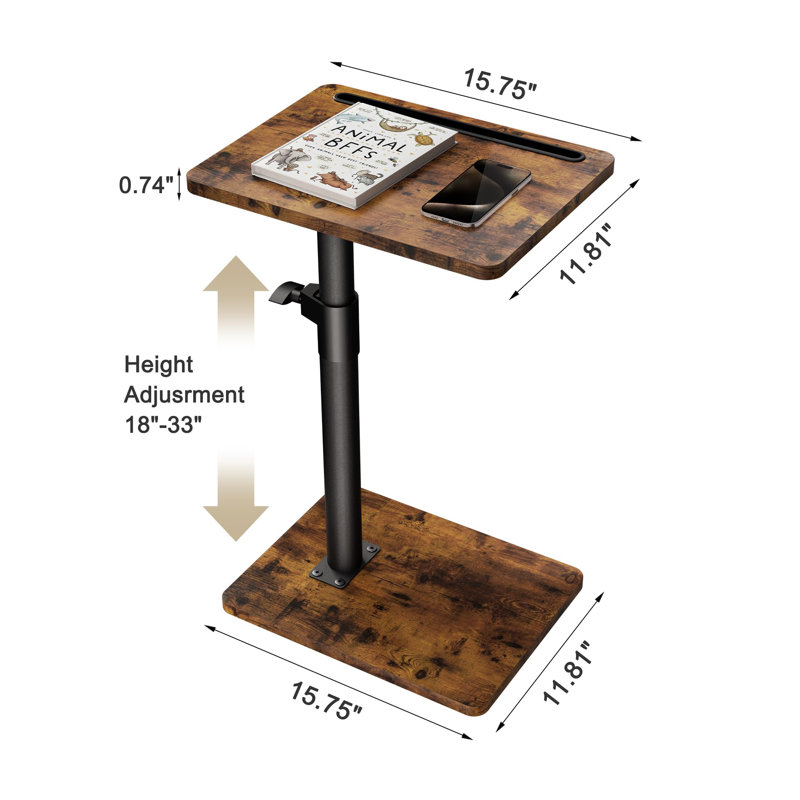 Table de plateau à hauteur réglable avec accoudoirs pivotants à 360 ° pour canapé