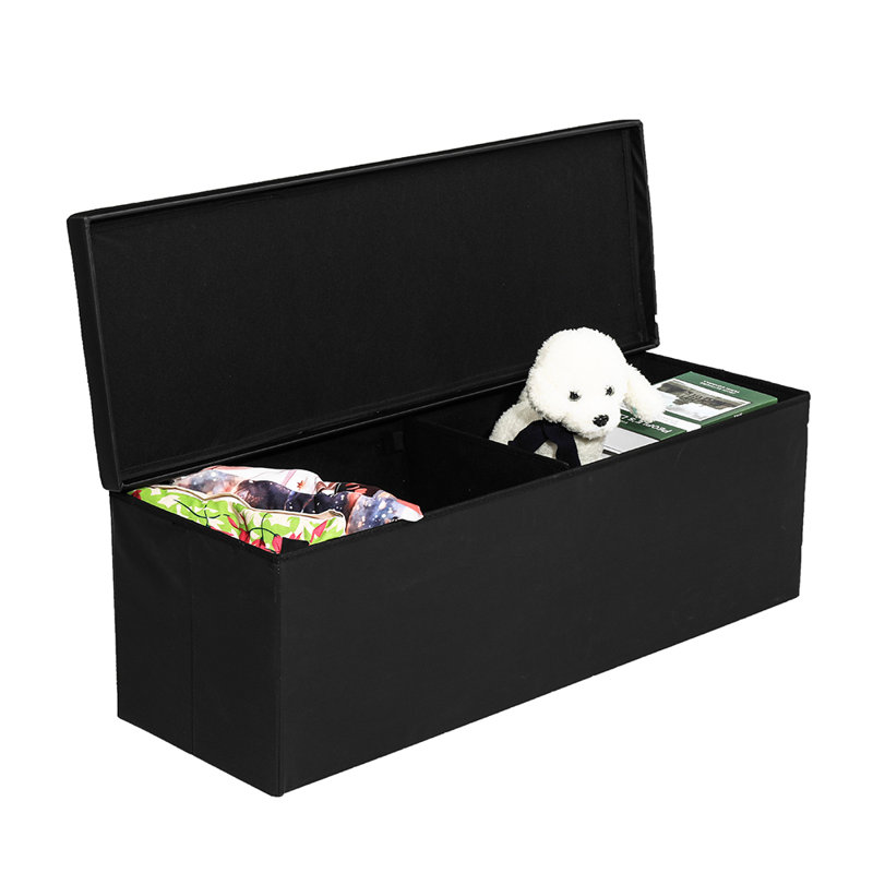 Banc de rangement en similicuir Ajeesh, Noir