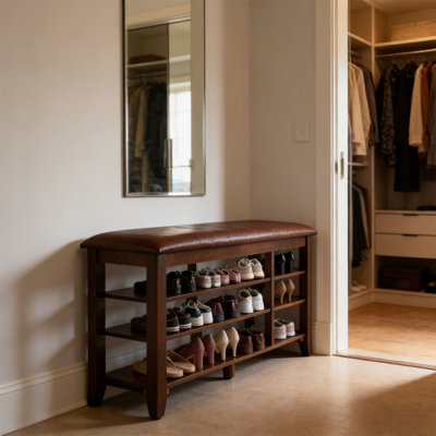Banc de rangement réglable à trois niveaux pour chaussures