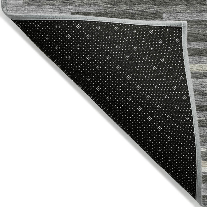 Tapis intérieur lavable rayé gris et ivoire 9 pi x 12 pi
