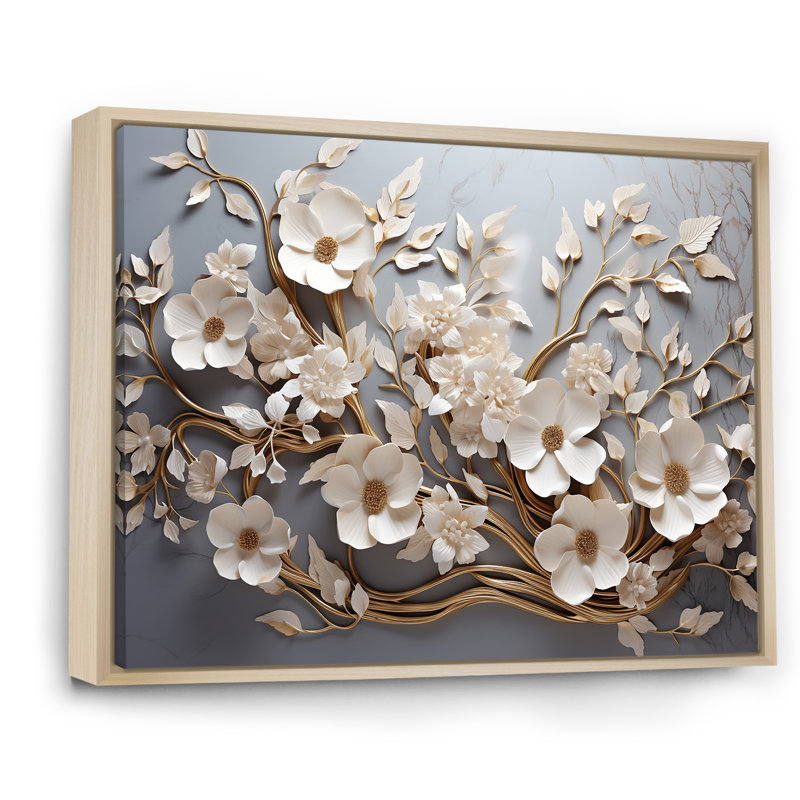 «White Orchid Tree Garden of Branches 7», reproduction d'art sur toile florale abstraite - reproduction d'orchidée sur toile