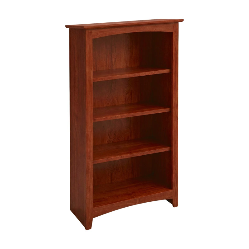 Malani 36" H Solid Wood Classic Bookcase, Washington Cherry, (4 Shelves) 48"H x 25.75"W x 12.875"D