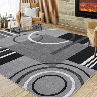 Rectangle Geometric Washable Area Rug