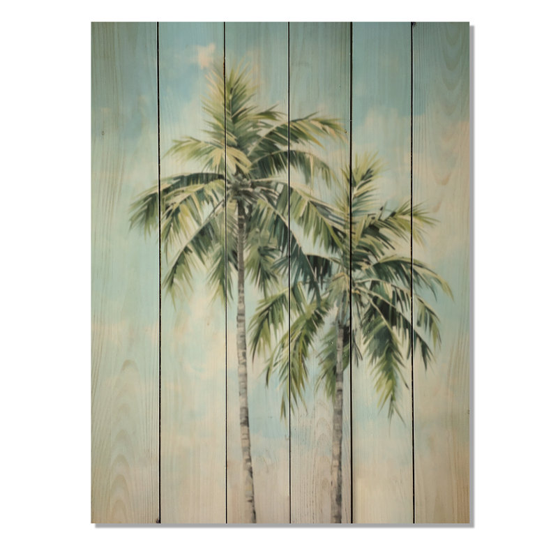 «Green Minimalims Palm Trees II» sur impression sur bois, H 40 po x l 30 po x P 0,78 po