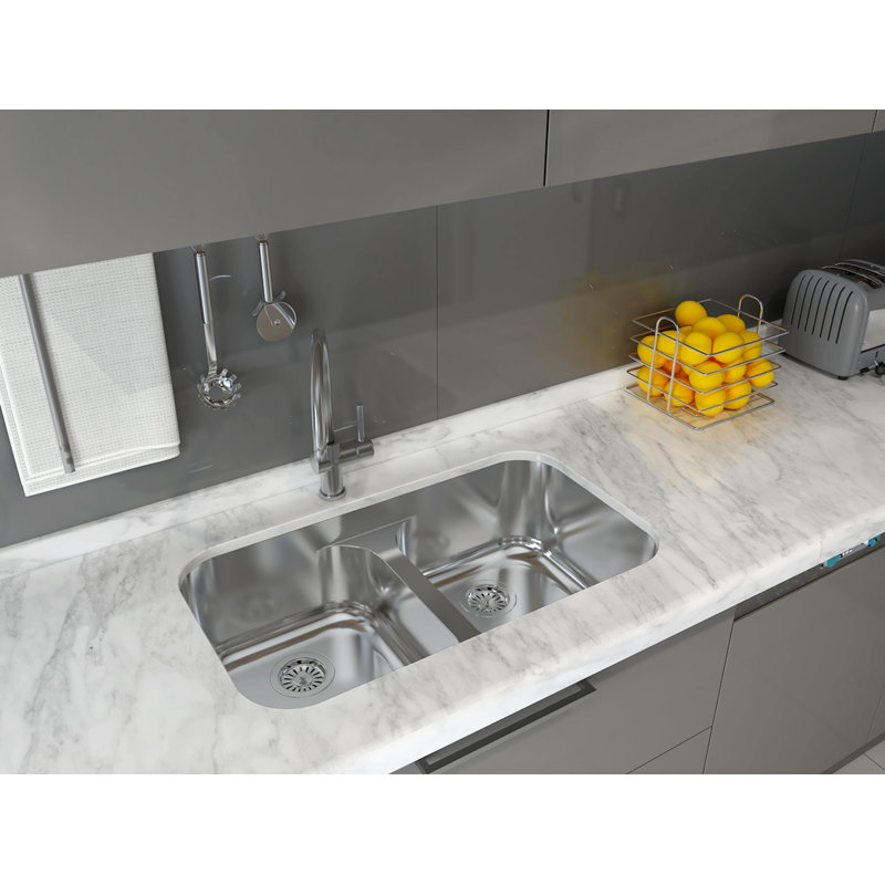 32-1/4" Double Equal Bowl Undermount Sink